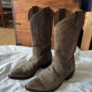 Frye Brown Heeled Boots with Western Stitching
